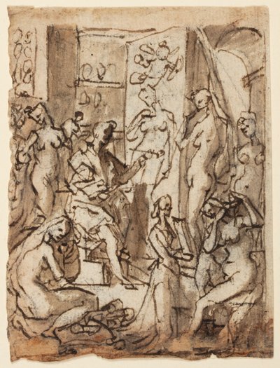 Recto: Zeuxis dipinge Elena; Verso: Studi di figure per un
