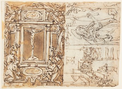 Pagina di Taccuino; Monumento di Marco Aurelio Antonino con Figlio; Studio per un