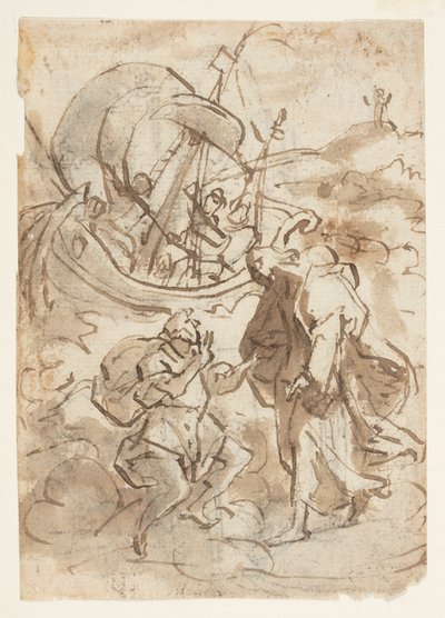 Pagina di Schizzi con Cristo che Cammina sull