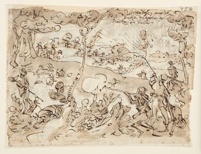 Pagina di taccuino con caccia al coniglio da Jan van der Straet, called Stradanus