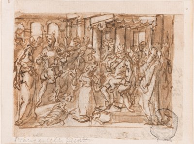 Il giudizio di Salomone, disegno preliminare per "Spiritus Sapientiae" (Lo Spirito della Saggezza), tavola 1 nella serie di stampe "I sette doni dello Spirito Santo" da Jan van der Straet, called Stradanus