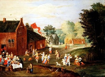 Contadini che festeggiano in un villaggio da Jan van the Elder Kessel