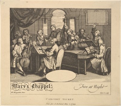 Biglietto per concerto - Cappella di Maria, cinque di sera, 1 maggio 1799 da Jane Ireland