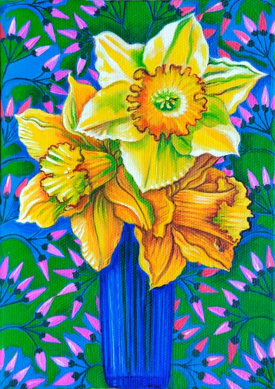 Narcisi, 2017 (olio su tela) da Jane Tattersfield