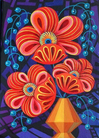 Fiori rossi con bacche, 2016 da Jane Tattersfield