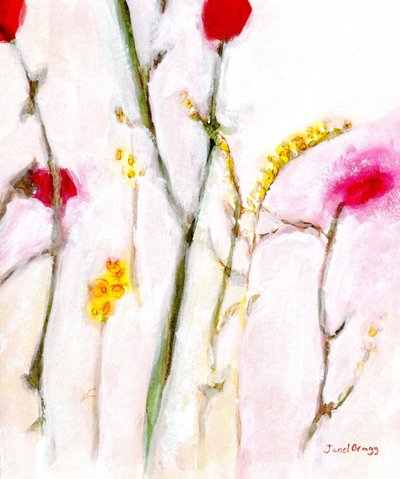 Floreale in arancione e lilla, c.2019 da Janel Bragg