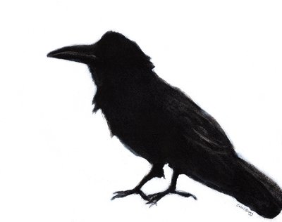 Raven at Baker Beach, 2023 circa (tecnica mista su carta) da Janel Bragg
