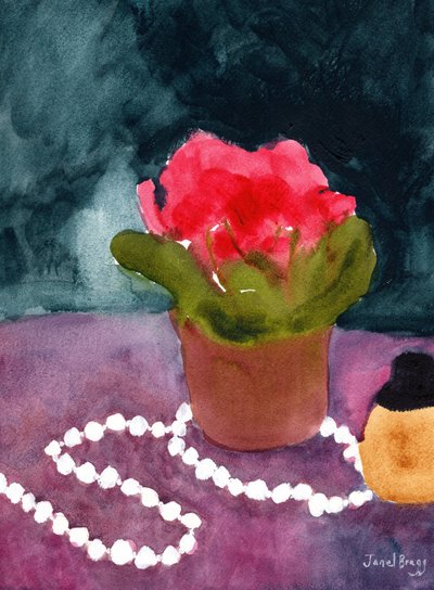 Natura Morta con Perle e Bottiglia di Profumo, c.2024 da Janel Bragg
