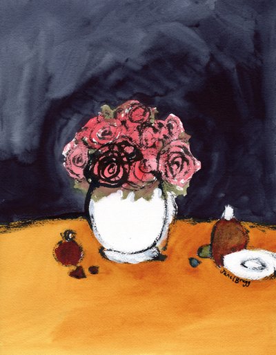 Natura morta con rose e bottiglie di profumo, c.2020 da Janel Bragg