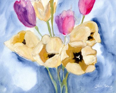 Tulipani sul tavolo da pranzo di mamma, c.2016 da Janel Bragg