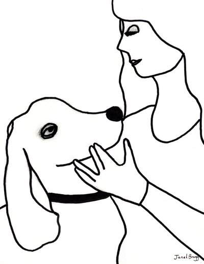 Vincent e Janel in Black Lines, 2024 circa (pennarello su carta) da Janel Bragg