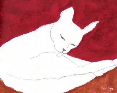 Gatto Bianco con Rosso e Rosa, c. 2024 da Janel Bragg