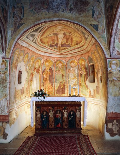 Chiesa fortificata di Hrastovlje, Chiesa della Trinità, Apostoli (1490), dettaglio degli affreschi di Janez Iz Kastva, Slovenia da Janez Kastav