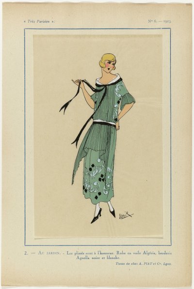 Très Parisien, 1923, No 6: 2.- AU JARDIN. / Les plissés sont à l