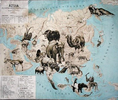 Mappa degli animali in Asia e nel lontano Oriente da Janos Balint