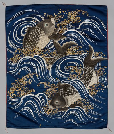 Copertura regalo (Fukusa) con carpa nelle onde da Japan, Meiji period