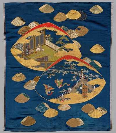 Copertura regalo (Fukusa) con gioco di abbinamento delle conchiglie del racconto di Genji da Japan, Meiji period