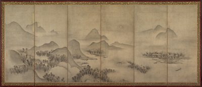 Paesaggio al chiaro di luna (uno di una coppia) da Japan, Muromachi period