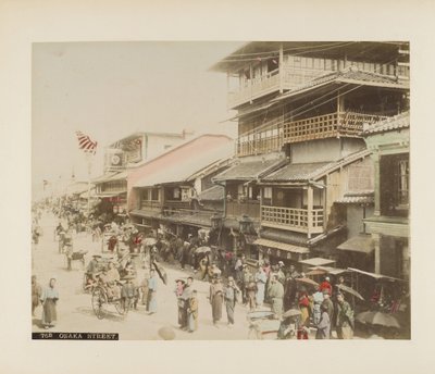Una strada a Osaka, Giappone (foto colorata a mano) da Japanese Photographer