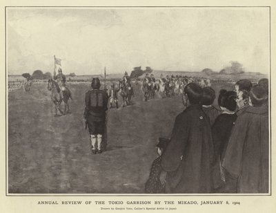 Revisione annuale della guarnigione di Tokio dal Mikado, 8 gennaio 1904 da Japanese Photographer