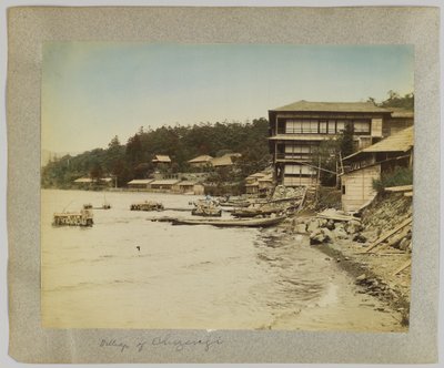 Villaggio di Chuzenji, Nikko, Giappone (foto b/n colorata a mano) da Japanese Photographer