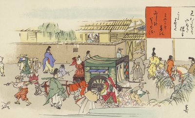 Una strada affollata a Hei-an, Kyoto da Japanese School