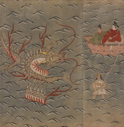 Un drago e una donna subacquea, illustrazione dal 