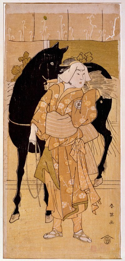Un attore che interpreta un contadino e il suo cavallo. Stampa giapponese del XIX secolo. Parigi, Museo Guimet, Museo Nazionale delle Arti Asiatiche da Japanese School