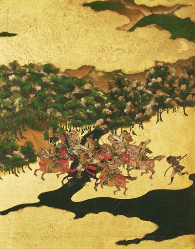 Battaglia di Hogen nel 1156, Periodo Momoyama (1568-1615) da Japanese School