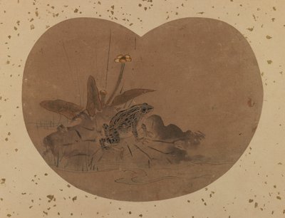 Dipinto a ventaglio di una rana (verso) da Japanese School