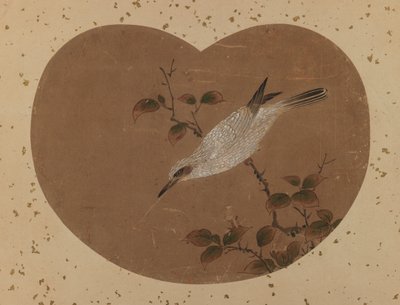Dipinto a ventaglio con uccello (recto) da Japanese School