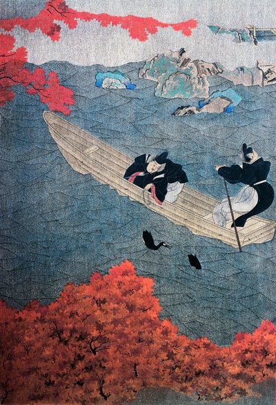 Pesca, Yukihide, scuola Tosa, pittura su seta, Giappone da Japanese School