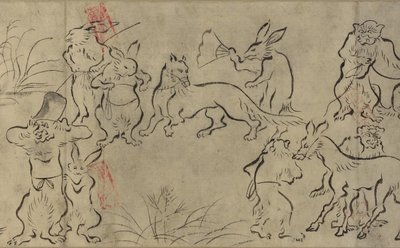 Animali che giocano (Choju Giga) Periodo Muromachi da Japanese School