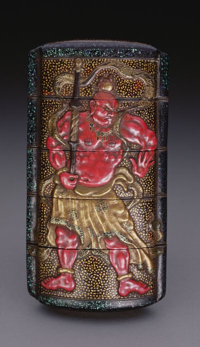 Inro decorato con Nio, periodo Edo (1615-1868) giapponese da Japanese School