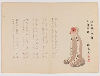 Scimmia inginocchiata con faccia rossa, c.1860 da Japanese School