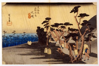 Paesaggio sotto la pioggia. Stampa giapponese. XIX secolo. da Japanese School