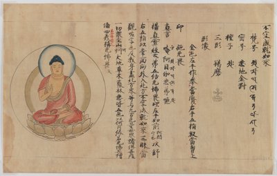 Manoscritto e immagine di Buddha da Japanese School