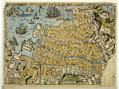 Mappa di Nagasaki, c.1801 (xilografia a colori) da Japanese School