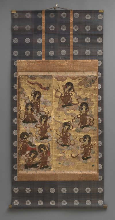 Dipinto murale: Discesa di venticinque bodhisattva (attendenti della triade di Amitabha), XVIII secolo da Japanese School