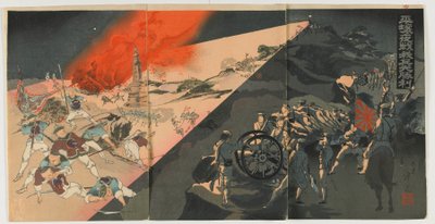 Battaglia notturna a Pingyang, era Meiji, 1894 da Japanese School