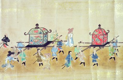 Parte della Sesta Ambasciata Coreana in Giappone al tempo della successione di Tokugawa Ietsuna nel 1651, possibilmente di Kano Masunobu (1625-94) 1655-57 da Japanese School