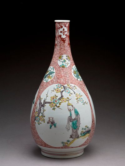 Vaso a forma di bottiglia a pera, ceramica ko-Imari da Japanese School