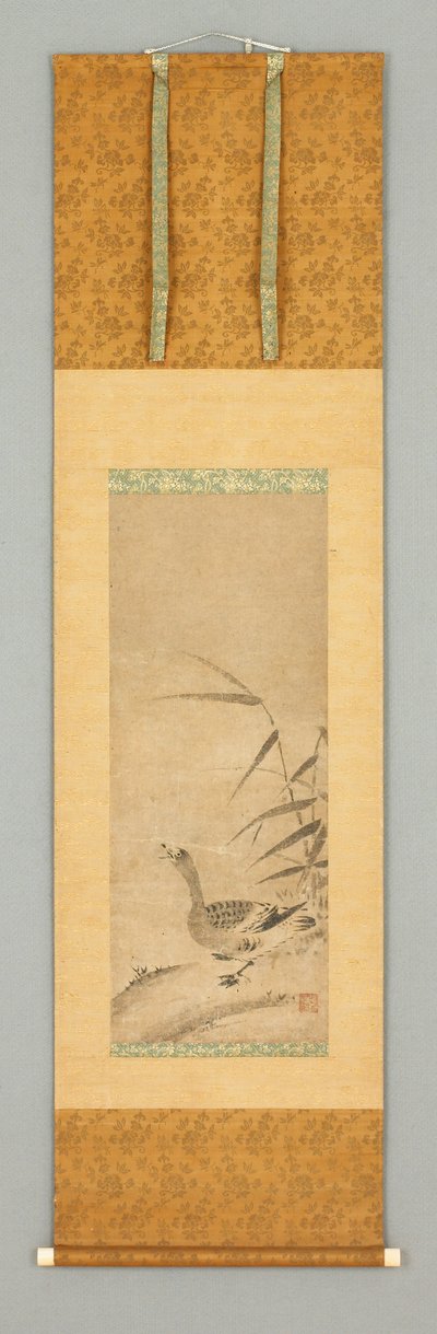 Canna e oca selvatica, fine XV - inizio XVI secolo (inchiostro su carta, avorio) da Japanese School