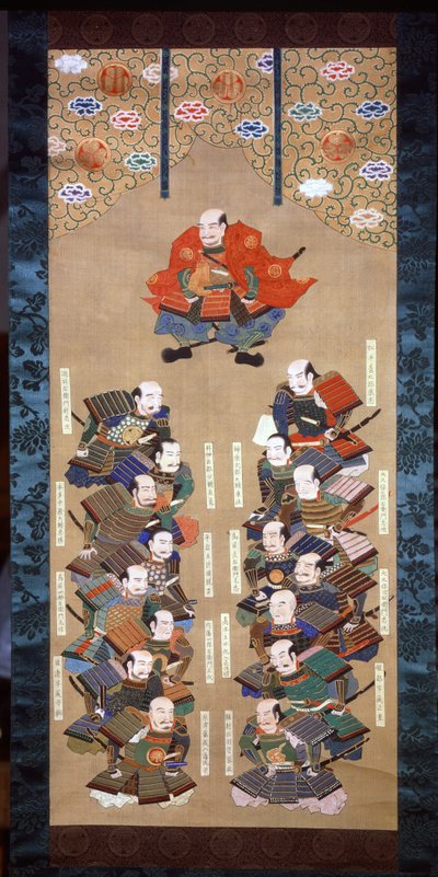 Shogun della famiglia Tokugawa con i 16 nobili samurai, XVII secolo da Japanese School