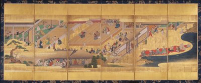 Schermo a sei pieghe con il Noh Play Funa-Benkei, c.1660 da Japanese School