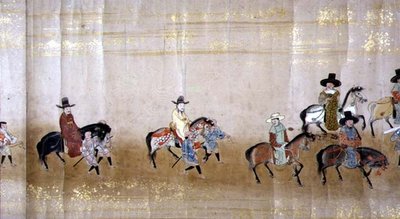Sesta ambasciata coreana in Giappone nel Meireki 1 al momento della successione di Tokugawa Ietsuna nel 1651 (dettaglio) da Japanese School
