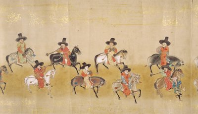 Sesta ambasciata coreana in Giappone nel Meireki 1 al tempo della successione di Tokugawa Ietsuna nel 1651, forse di Kano Masunobu (1625-94) (dipinto su rotolo) (dettaglio) da Japanese School