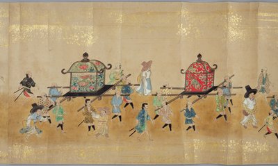 Sesta ambasciata coreana in Giappone nel Meireki 1 al tempo della successione di Tokugawa Ietsuna nel 1651, forse di Kano Masunobu (1625-94) (dipinto su rotolo) (dettaglio) da Japanese School