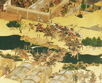 La battaglia di Hogen da uno schermo, Periodo Momoyama (dettaglio) da Japanese School