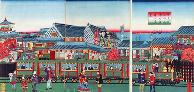 Treno a Yokohama, seconda metà del XIX secolo da Japanese School